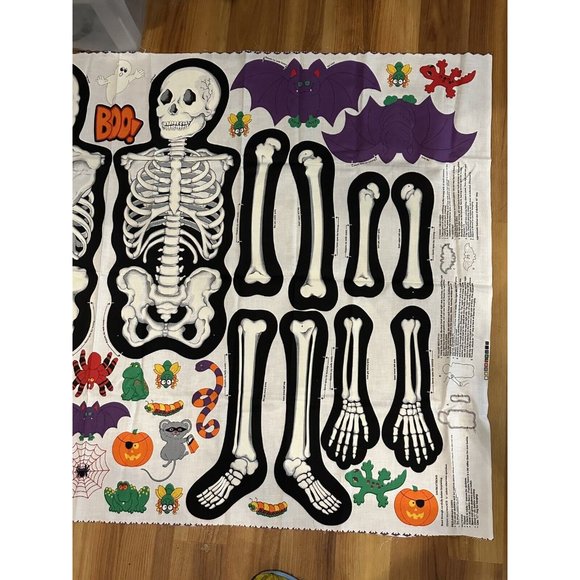 Mr. Bones & Friend Door Hanging Halloween Pattern Fabric  Mr. Bones and Friends Door Hanging Halloween Pattern Fabric Glow-In-the-Dark